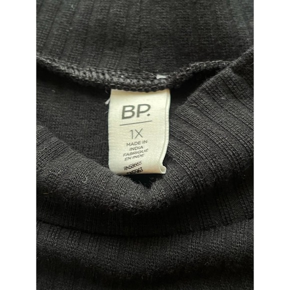 Bp. Black Ribbed Mock Neck Women Top with Front Midriff Cutout - Size 1x - NWT - Picture 4 of 9